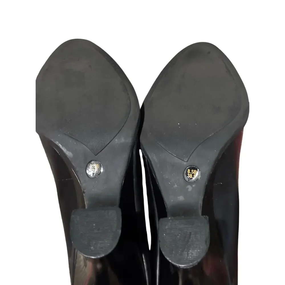 BCBGMaxaria black 8.5 wedge worn once euc like new
